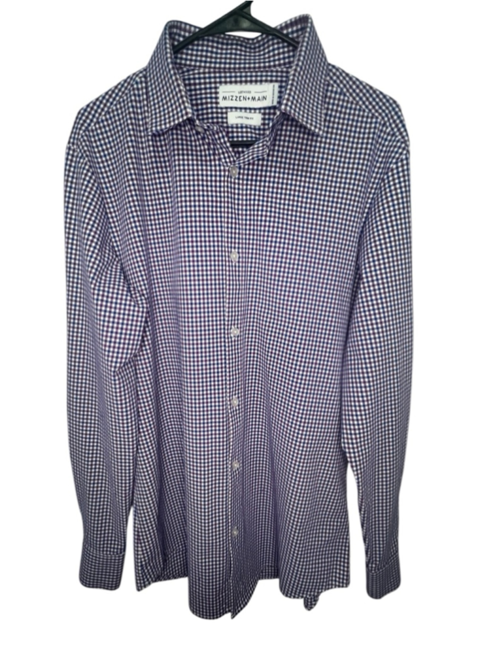 Mizzen+Main Leeward Large Trim Fit Gingham Iron Free Long Sleeve Button Up Shirt
